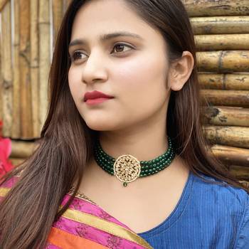 Green Gold Tone Kundan Choker 3