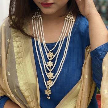 White Gold Tone Kundan Necklace 1