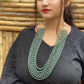 Green- White Multistrand Pearl Necklace 1