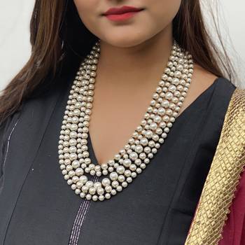 White Black Multistrand Necklace 1