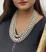 White Black Multistrand Necklace