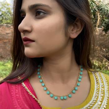 Gold Tone Turquoise Necklace 1