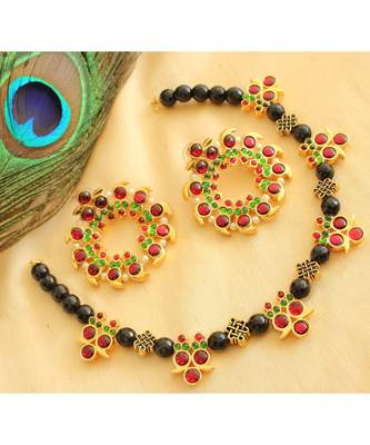 Gorgeous Gold Tone Kemp Green Kemp Mango Agate Necklace Set 1
