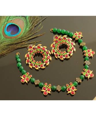 Gorgeous Gold Tone Kemp Green Kemp Mango Agate Necklace Set 1
