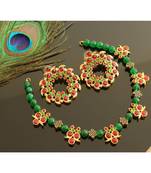 Gorgeous Gold Tone Kemp Green Kemp Mango Agate Necklace Set