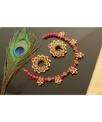 Gorgeous Gold Tone Kemp Green Mango Agate Necklace Set 1