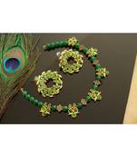 Gorgeous Gold Tone Green Kemp Mango Agate Necklace Set