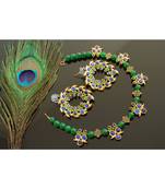 Gorgeous Gold Tone Blue Green Mango Agate Necklace Set