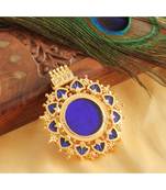 Beautiful Gold Tone Blue Palakka Kerala Style Pendant