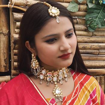 Mint Gold Tone Kundan Necklace Set 2
