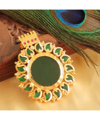 Beautiful Gold Tone Green Mango Kerala Style Pendant 1