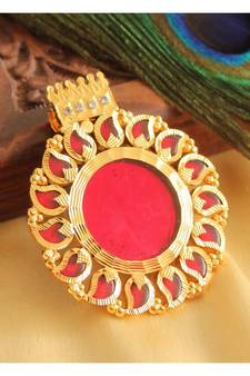 Beautiful Gold Tone Red Mango Kerala Style Pendant