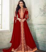 Maroon embroidered santoon salwar