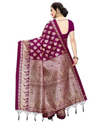 green Printed art silk saree with blouse 2