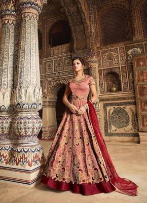 Orange embroidered art silk salwar 1