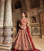 Orange embroidered art silk salwar