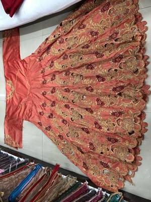Orange embroidered art silk salwar 2