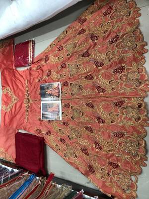 Orange embroidered art silk salwar 3