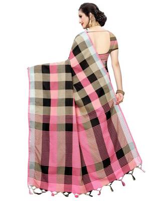 Multicolor Printed faux polycotton saree with blouse 2