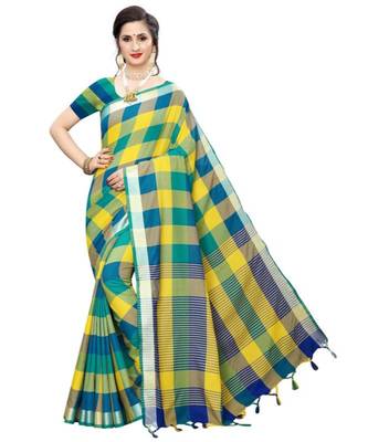 Multicolor Printed faux polycotton saree with blouse 1