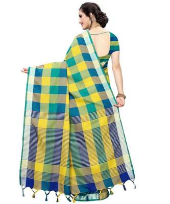 Multicolor Printed faux polycotton saree with blouse 2