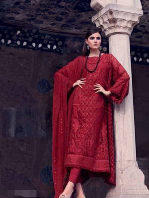 Maroon embroidered santoon salwar 1
