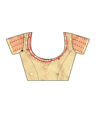 Orange embroidered art silk saree with blouse 3
