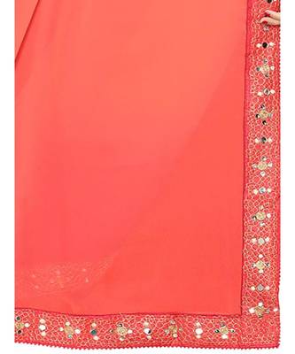 Orange embroidered art silk saree with blouse 4