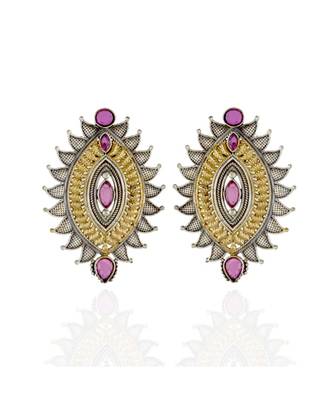 Red Ruby Black Golden Oxidised Smart Look Earring 1