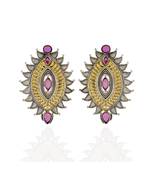 Red Ruby Black Golden Oxidised Smart Look Earring