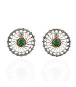 Green Silver Golden Wheel Design Stylish Earring