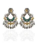 Green Golden Silver Beautiful Elegant Oxidised Earring