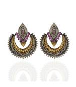 Red Golden Silver Beautiful Elegant Oxidised Chand Bali  Earring