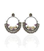 Red Golden Silver Kashmiri Pattern Peacock Design Bali Earring