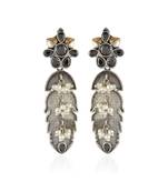 Black Golden Silver Leaf Pattern Cute Delicate Oxidised Earring