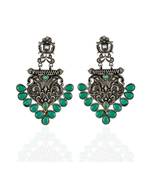 Green Silver Designer Black Oxidised Smart Look Fashionable Earring