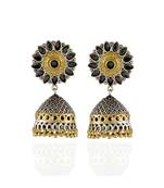 Black Silver Golden Designer Jhumki Pattern Oxidised Earring
