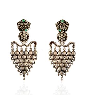 Green Unique Designer Grapes Design Oxidised Earring 1