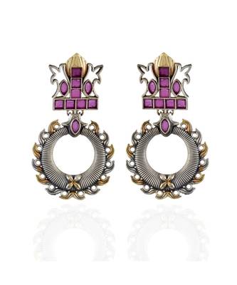 Red Silver Golden Peacock Design Stylish Designer Earring 1