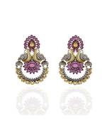 Red Silver Golden Peacock Design Stylish Designer Earring