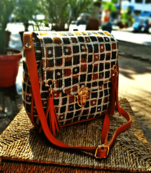 Checks Pattern Brown Sling Bag