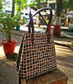 Brown Colored Checks Pattern Shoulder Bag