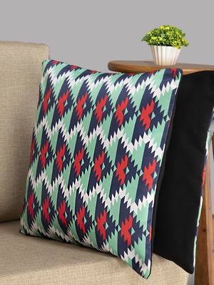 HOUZZCODE Multicoloured Set of 2 Geometric Square Cushion Covers 1