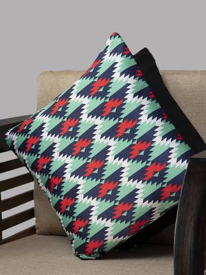 HOUZZCODE Multicoloured Set of 2 Geometric Square Cushion Covers 2