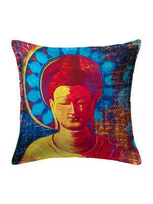 HOUZZCODE Blue & Yellow Set of 2 Ethnic Motifs Square Cushion Covers 3