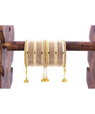Shining Bangle With Jhumki And Lac Side Bangles For Two Hands 1