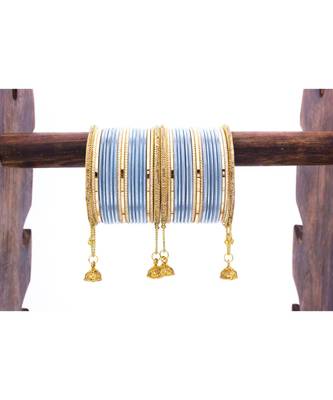 Shining Bangle With Jhumki And Lac Side Bangles For Two Hands 1