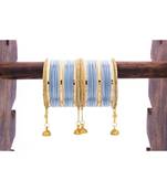 Shining Bangle With Jhumki And Lac Side Bangles For Two Hands