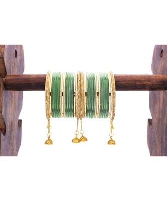 Shining Bangle With Jhumki And Lac Side Bangles For Two Hands 1