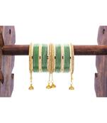 Shining Bangle With Jhumki And Lac Side Bangles For Two Hands